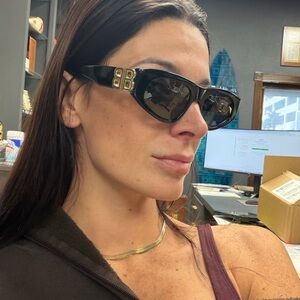 Balenciaga Black and Gold Sunglasses